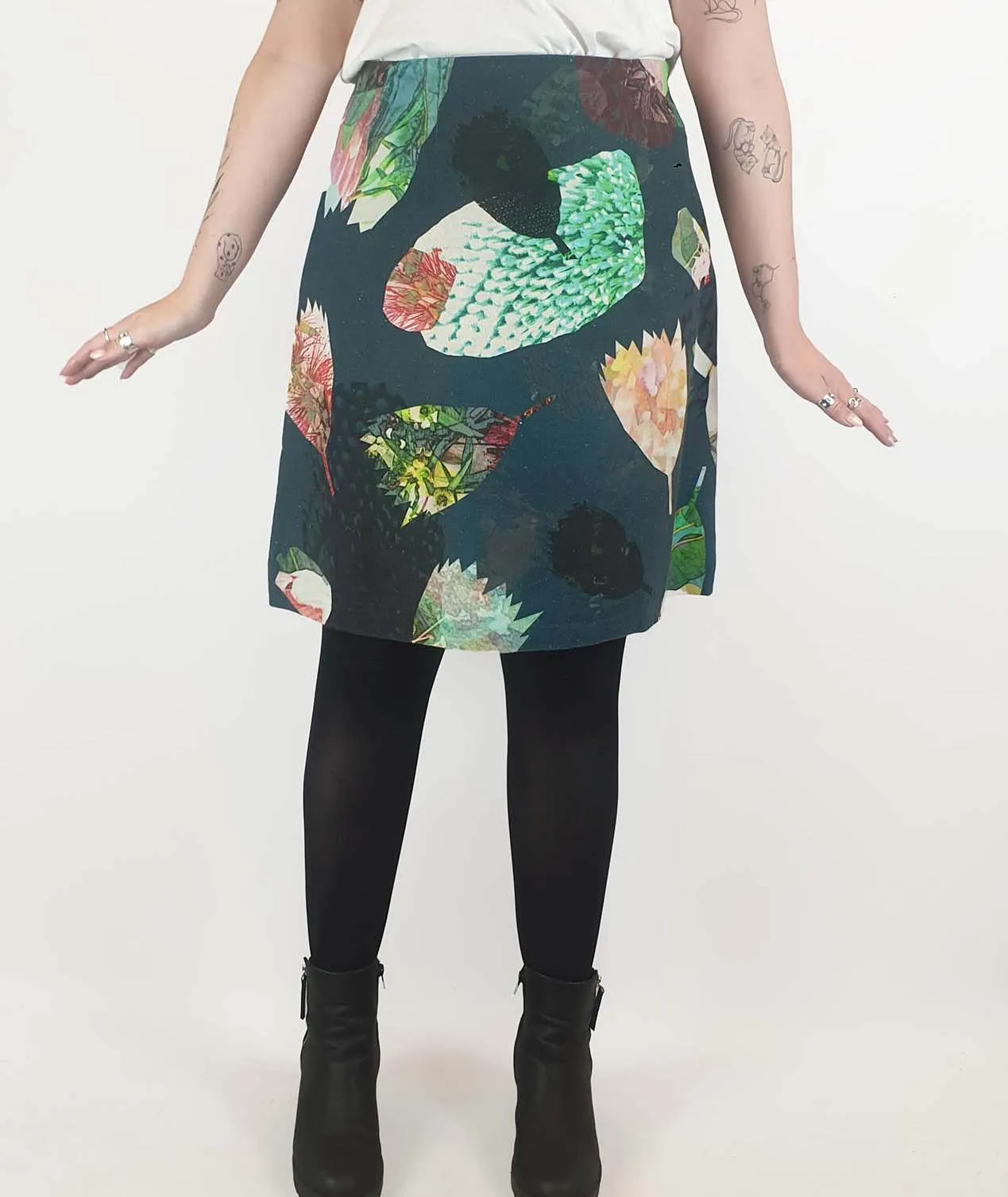 Seagrass Designs green print A-line skirt size 14 (best fits size 12-small 14)