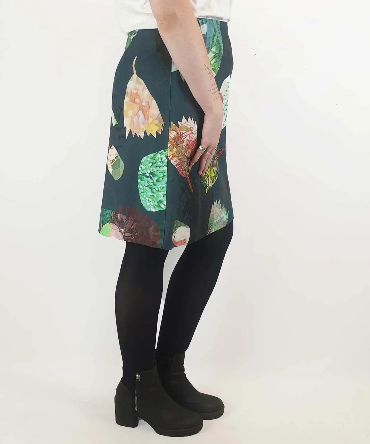 Seagrass Designs green print A-line skirt size 14 (best fits size 12-small 14)