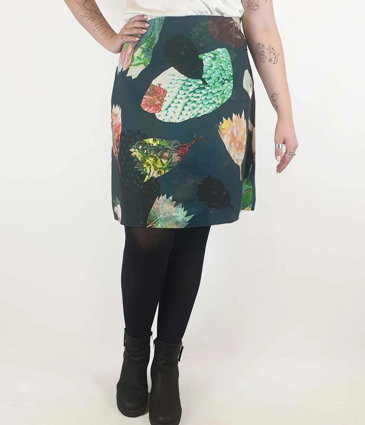 Seagrass Designs green print A-line skirt size 14 (best fits size 12-small 14)