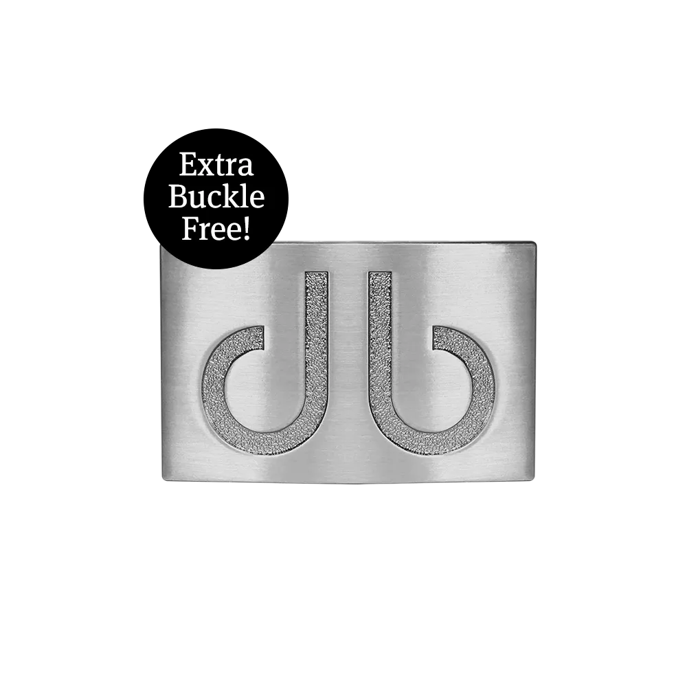 Silver Plain Textured Leather Belt with Buckle