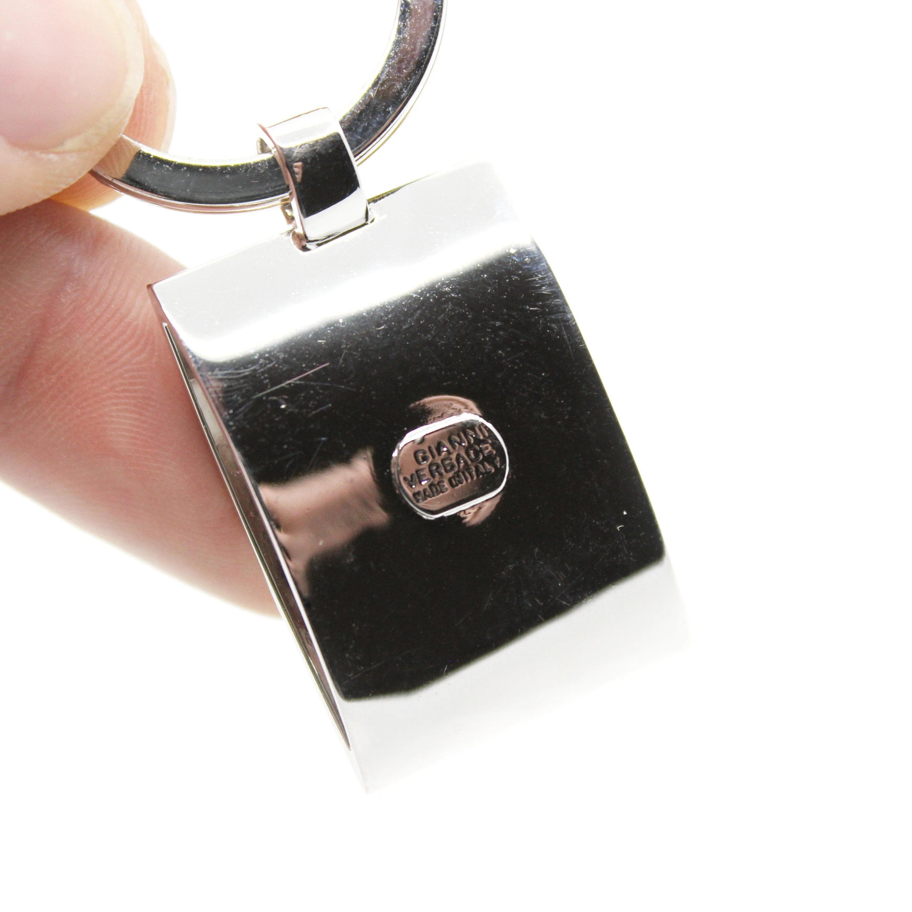 Silver Vintage Gianni Versace 3D Medusa Head Window Keychain