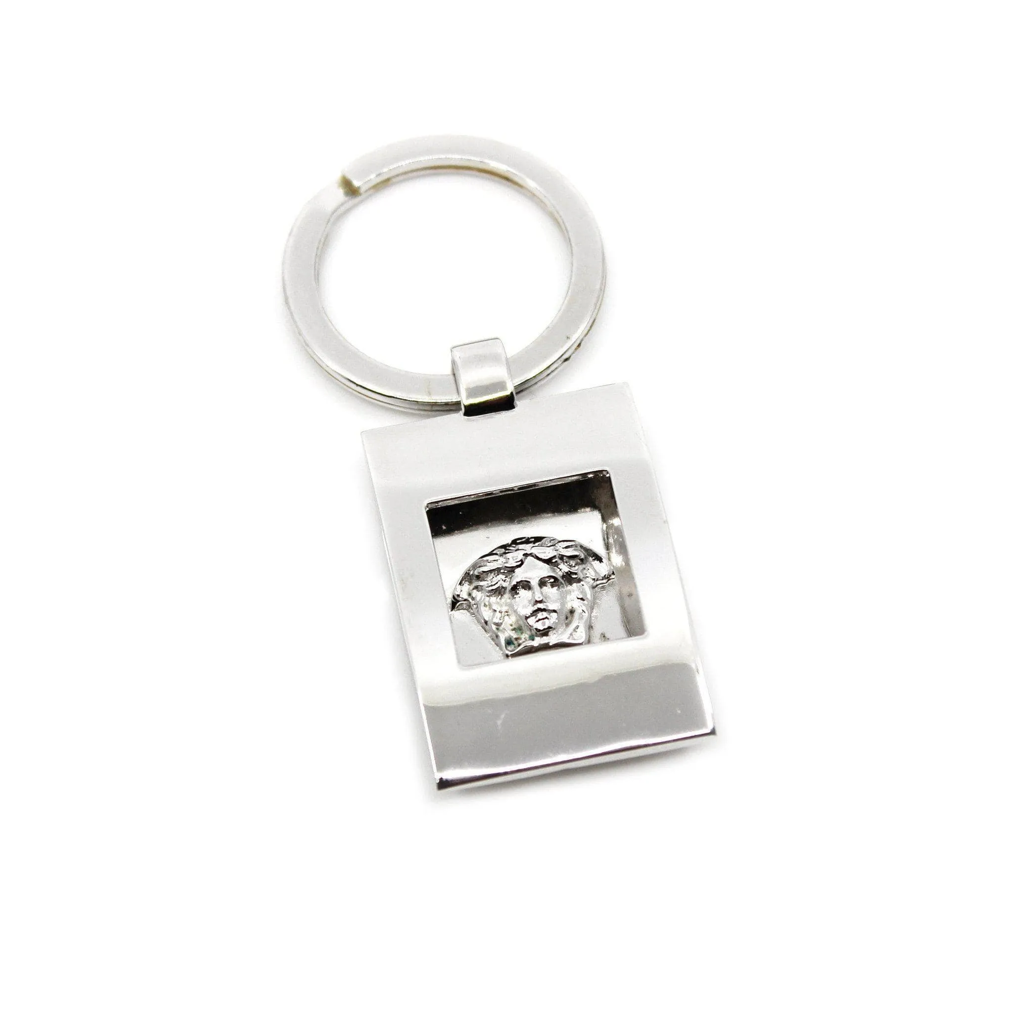 Silver Vintage Gianni Versace 3D Medusa Head Window Keychain