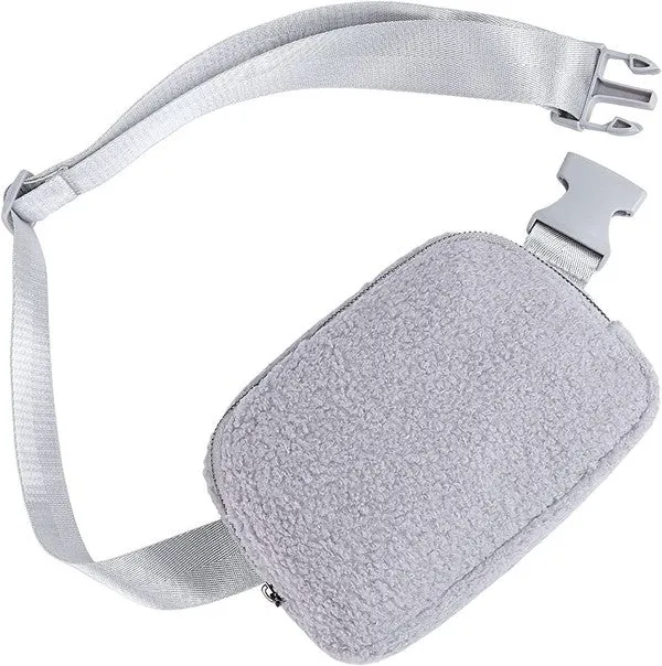Simple Classic Solid Fashion Boucle Sherpa Belt SlingBag
