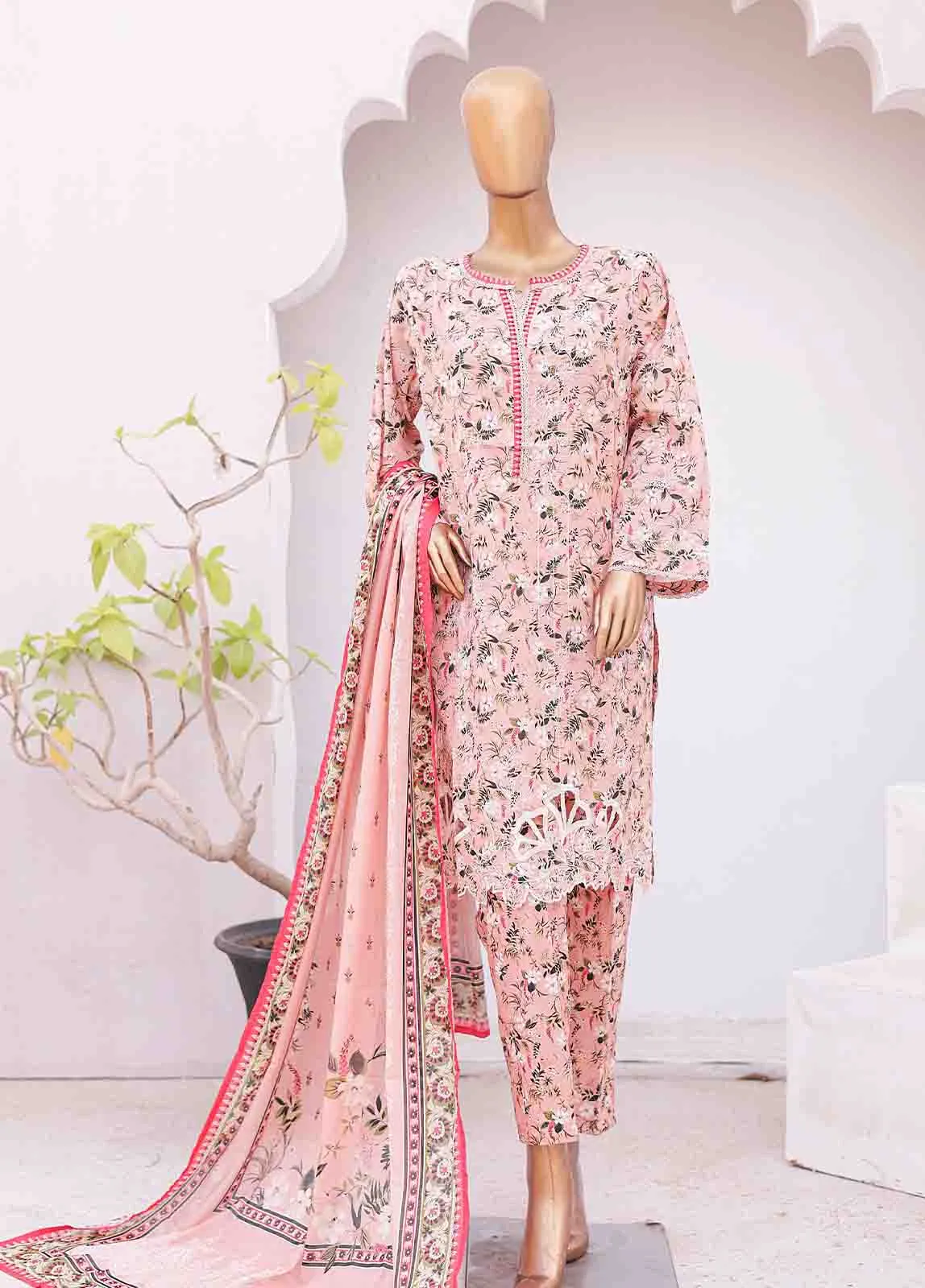 SMTB-0151 A- 3 Piece Embroidered Stitched Suit