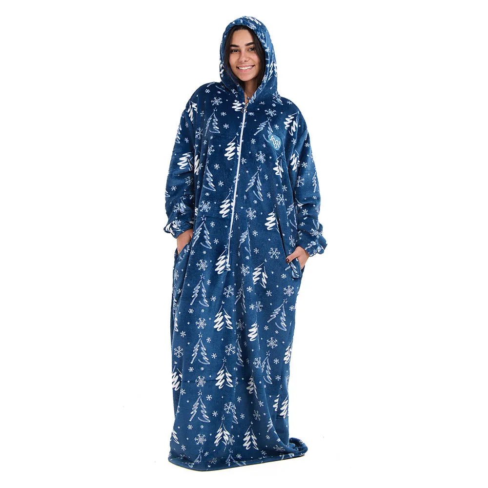 Snuggs Wearable Blanket Monk Blue Christmas Tree