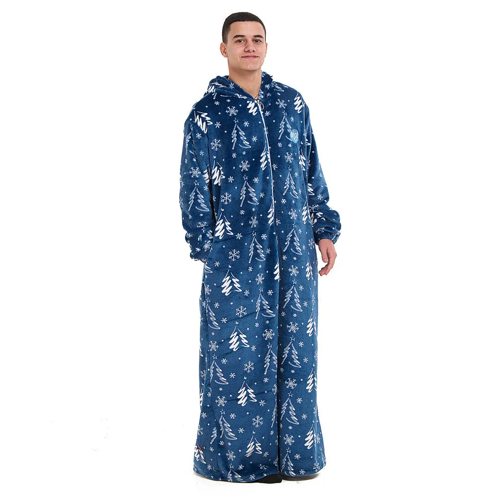 Snuggs Wearable Blanket Monk Blue Christmas Tree