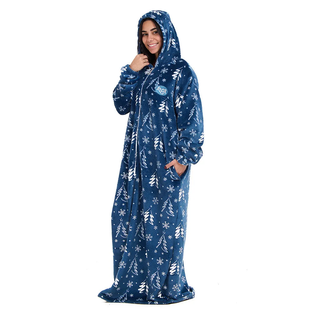 Snuggs Wearable Blanket Monk Blue Christmas Tree