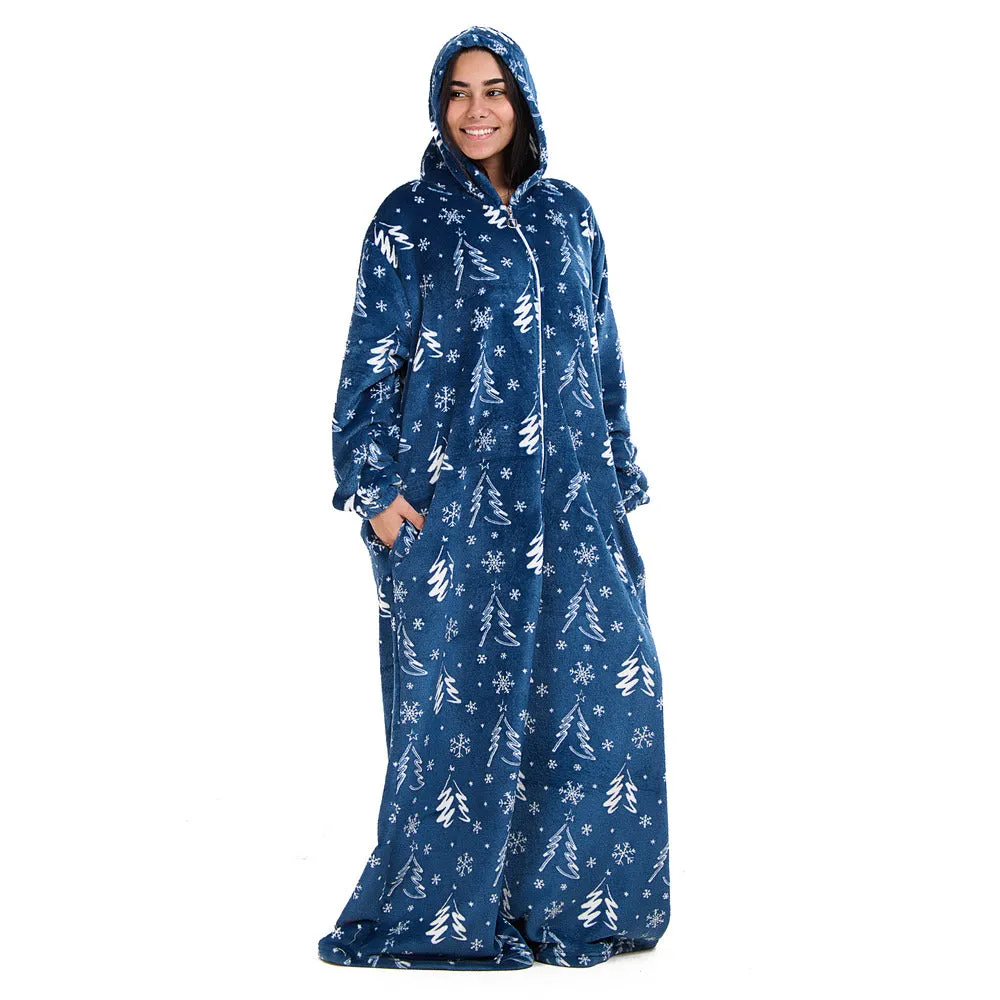 Snuggs Wearable Blanket Monk Blue Christmas Tree