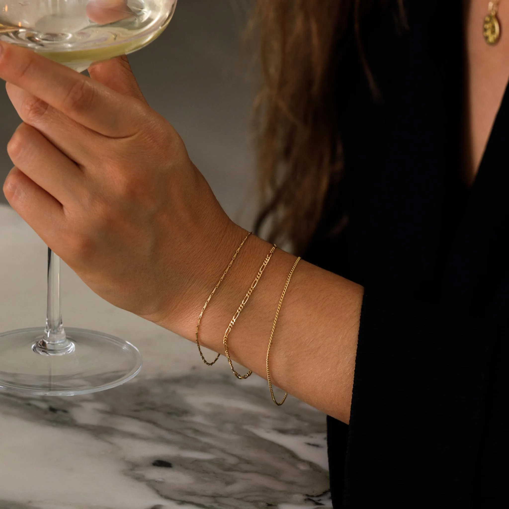 Sofia Figaro Chain Solid Gold Bracelet
