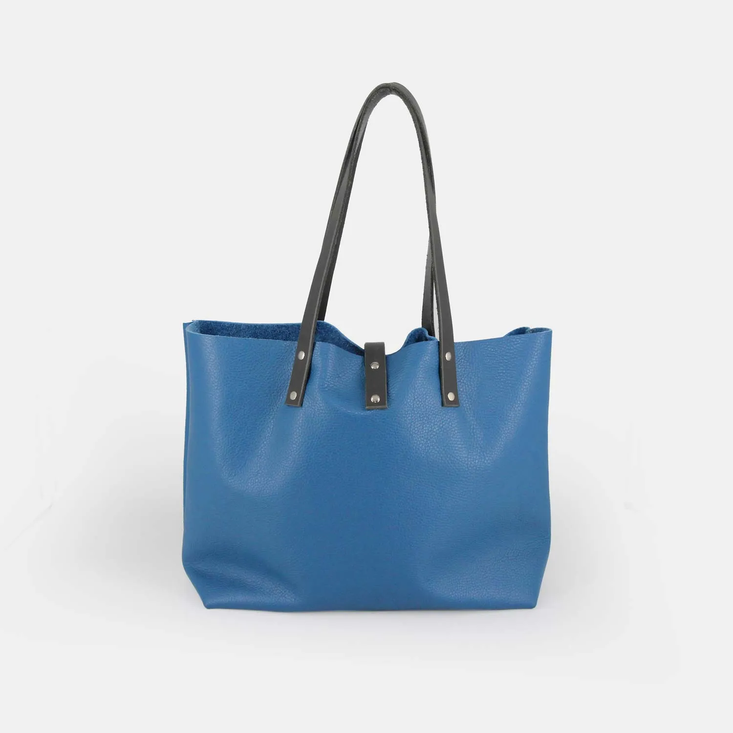Soft Italian Leather Tote - Turquoise Blue