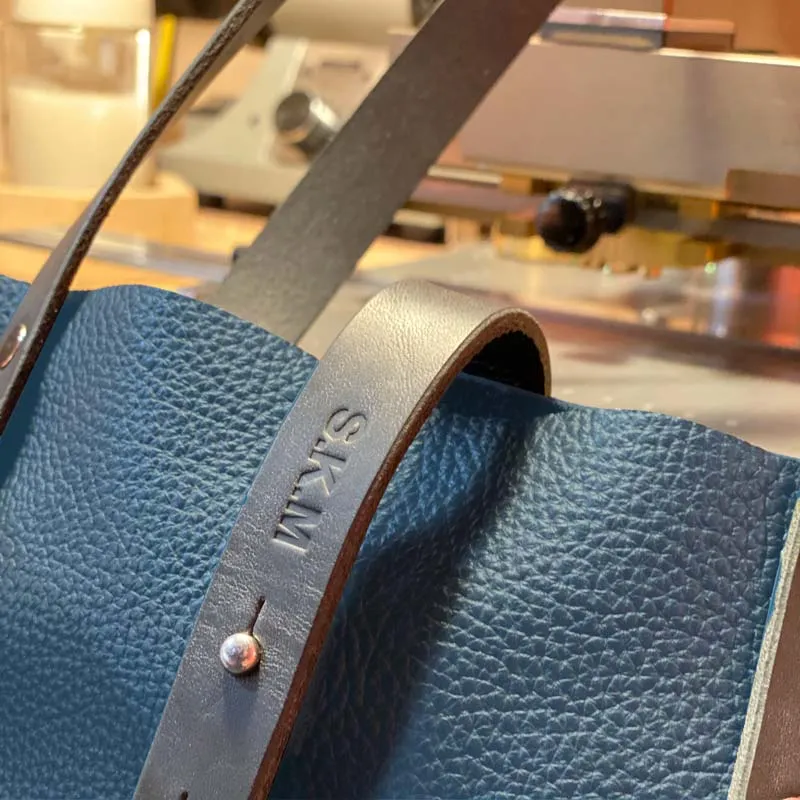 Soft Italian Leather Tote - Turquoise Blue