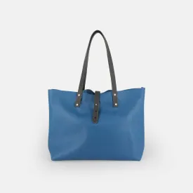 Soft Italian Leather Tote - Turquoise Blue