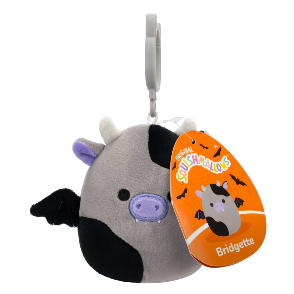 Squishmallows Halloween Bridgette the Cow Bat Keychain
