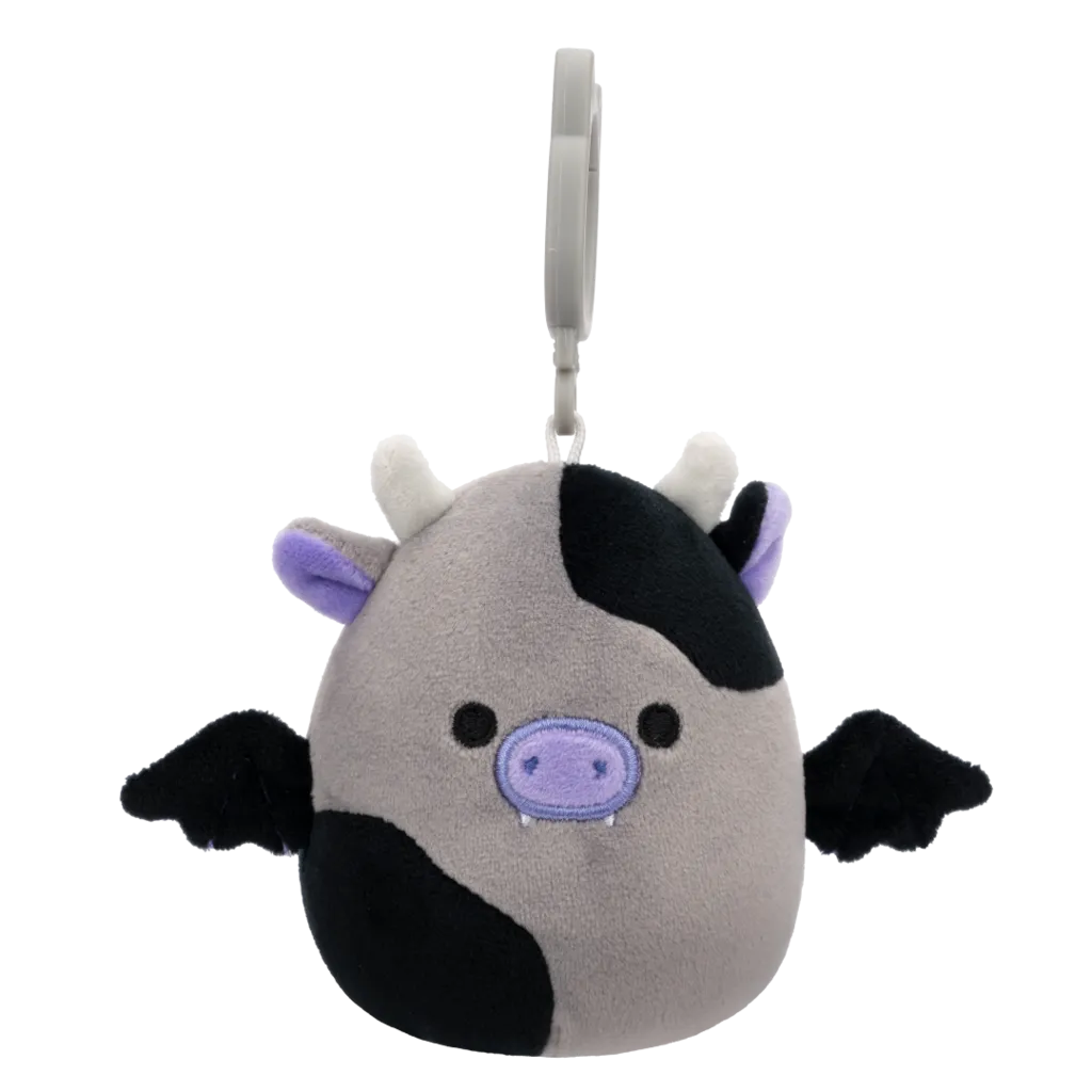 Squishmallows Halloween Bridgette the Cow Bat Keychain