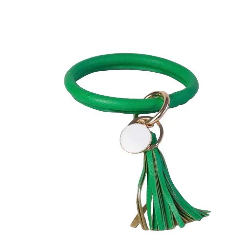 Tassel Bracelet Key Chain / Key Ring - Green