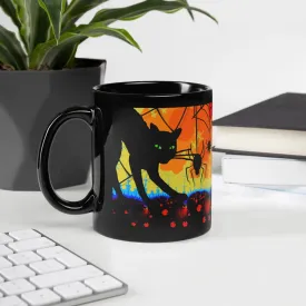 Three Black Cats Halloween Glossy Mug