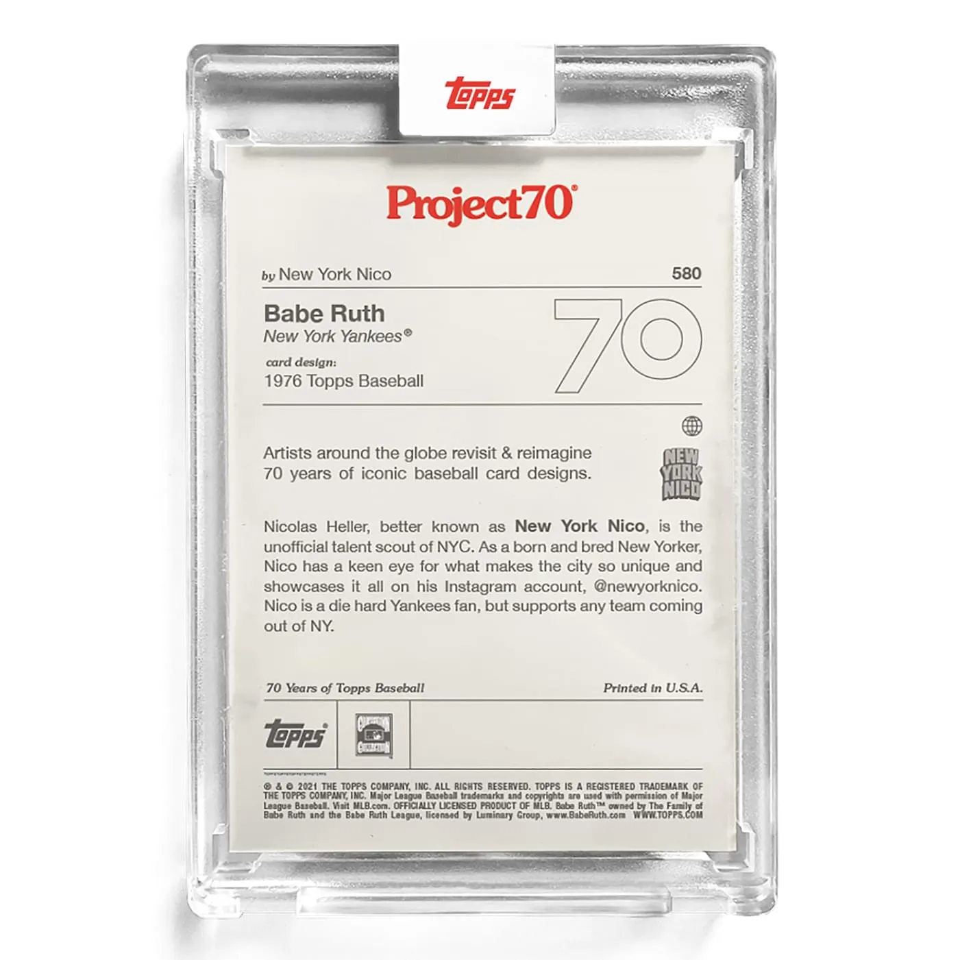 Topps Project70 Card 580 | 1976 Babe Ruth by New York Nico