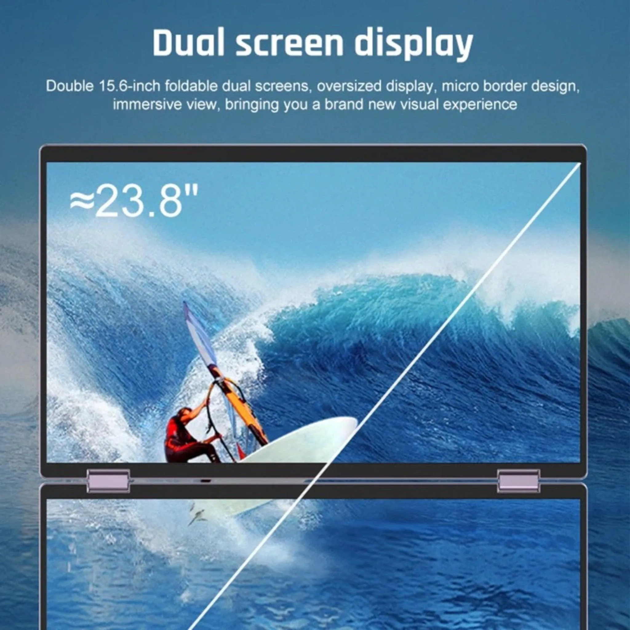 TUTT Wireless 15.6" FHD Portable Monitor (23.8" Dual) Folding Triple Screen Extender Plug and Play | All Devices | Technical Support Line