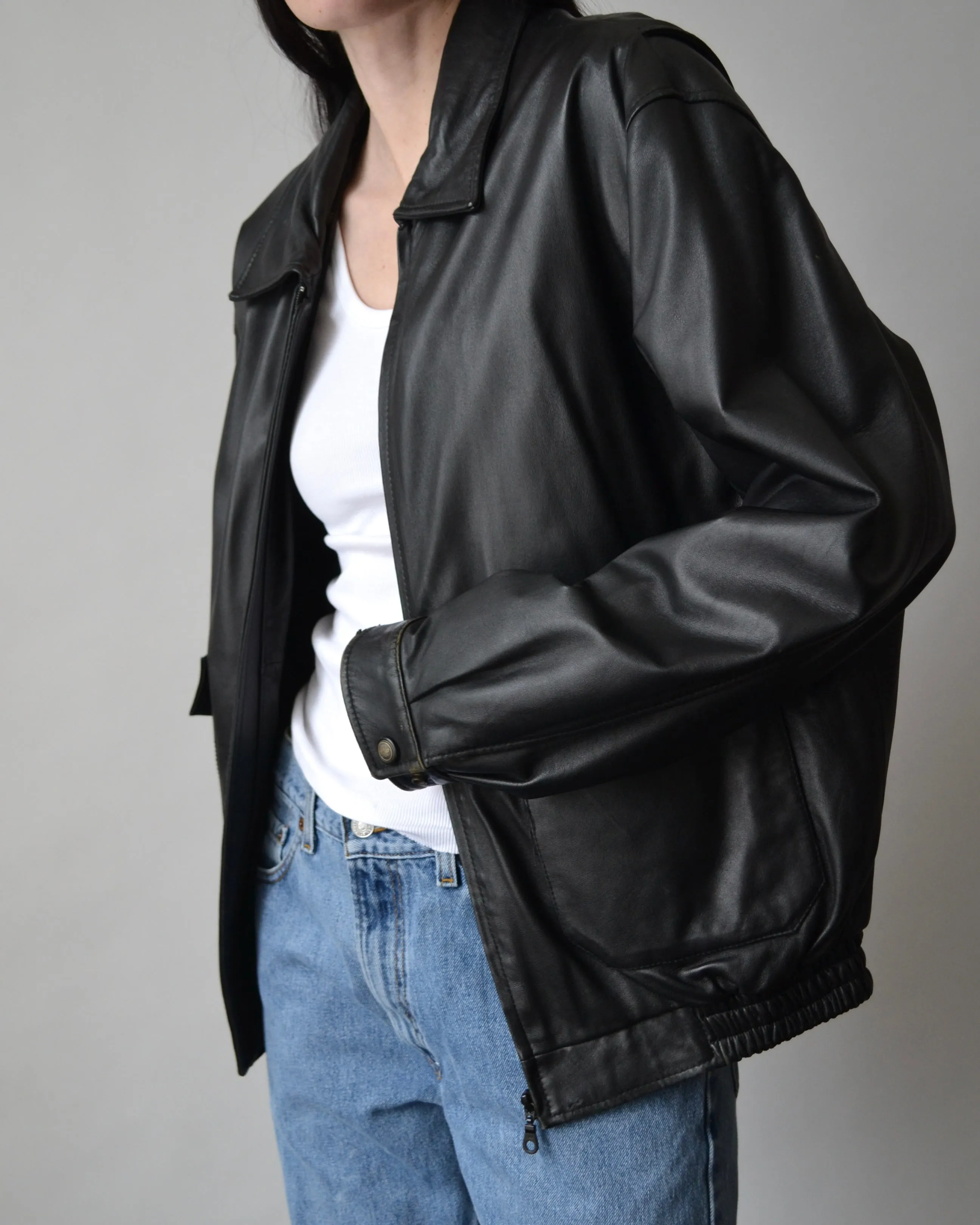 Vintage Danier Black Leather Bomber