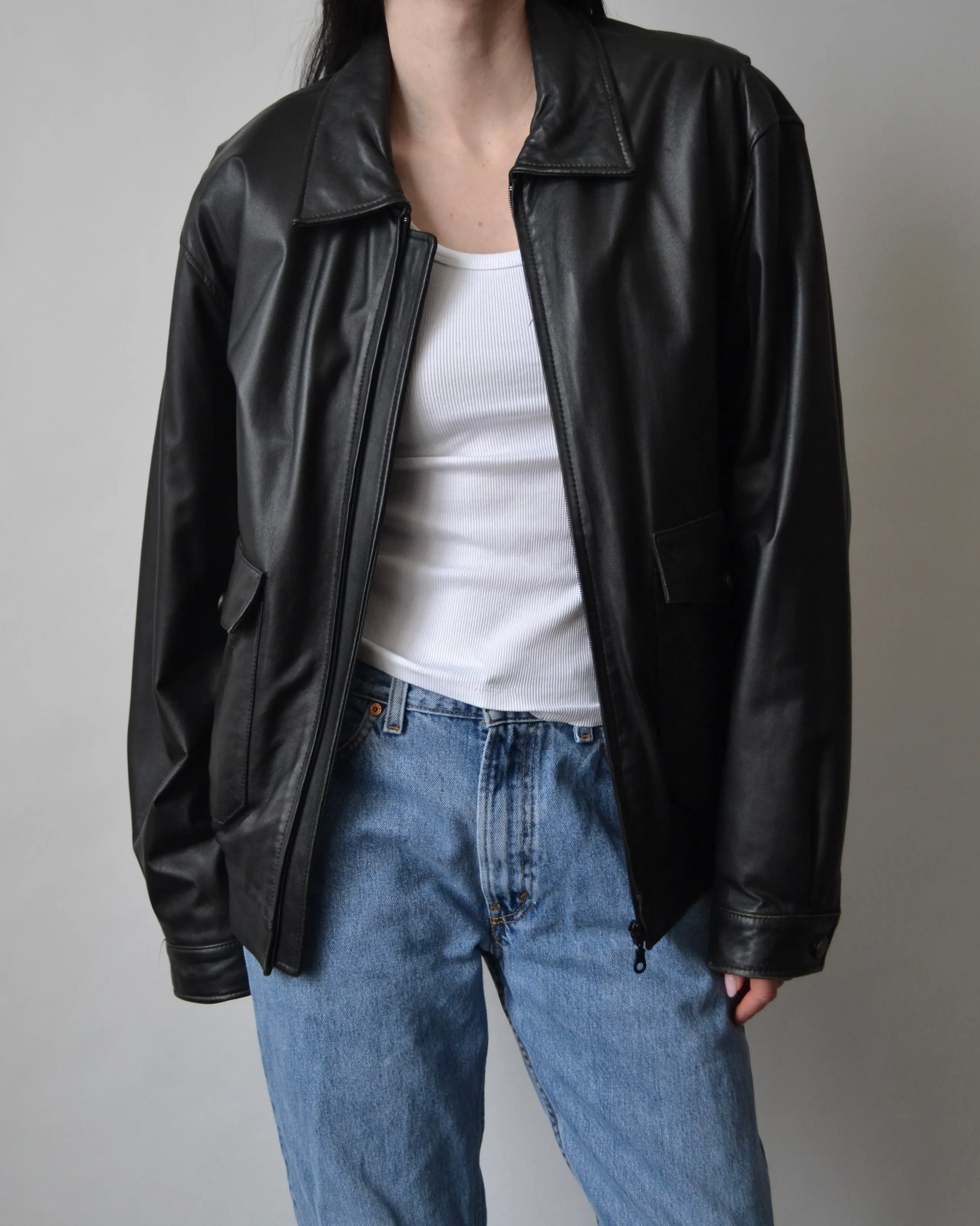 Vintage Danier Black Leather Bomber