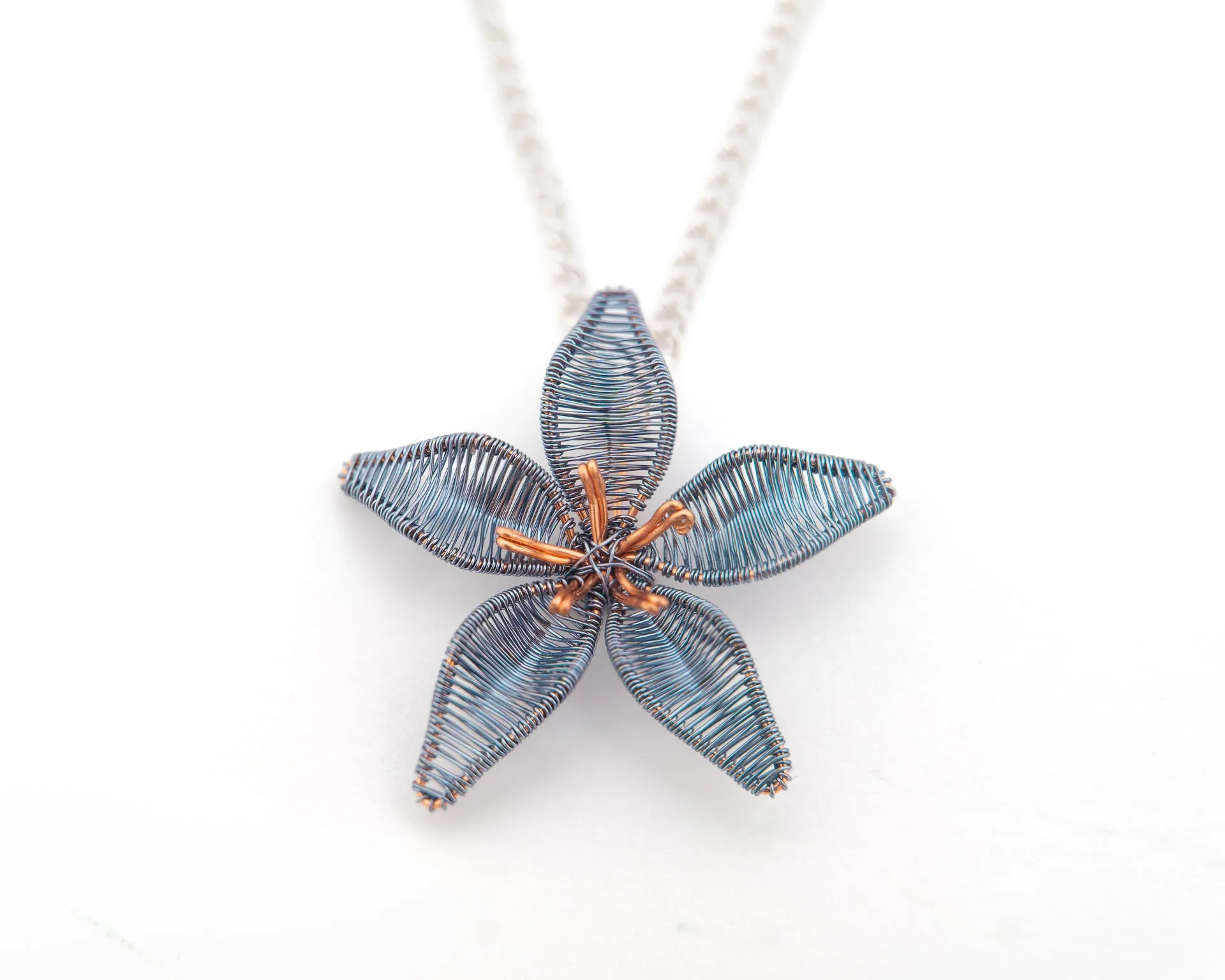 Wireart Lily Pendant, Blue-Grey