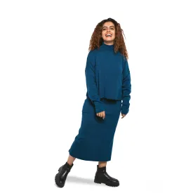 Women Pullover & Skirt set (2 pieces) - Petrol