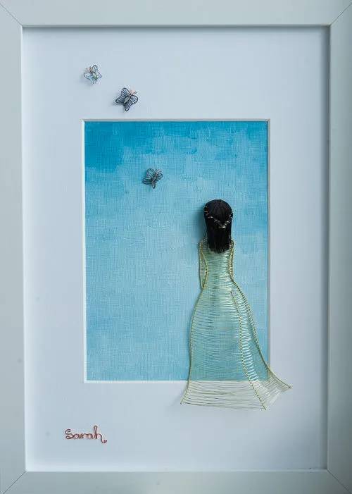 Yellow Girl with Blue Butterflies