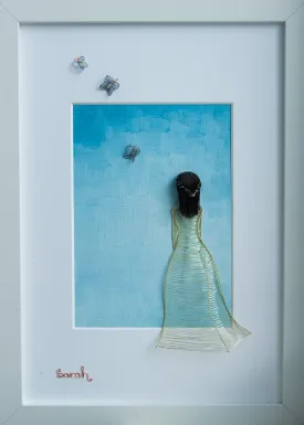 Yellow Girl with Blue Butterflies